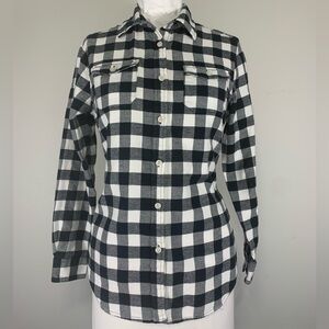 Tailor Vintage Black and White Buffalo Plaid Cotton Flannel Shirt Size Small